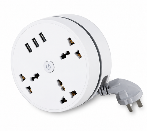 Carga 6 Dispositivos a la Vez - Regleta Compacta Cable Retráctil