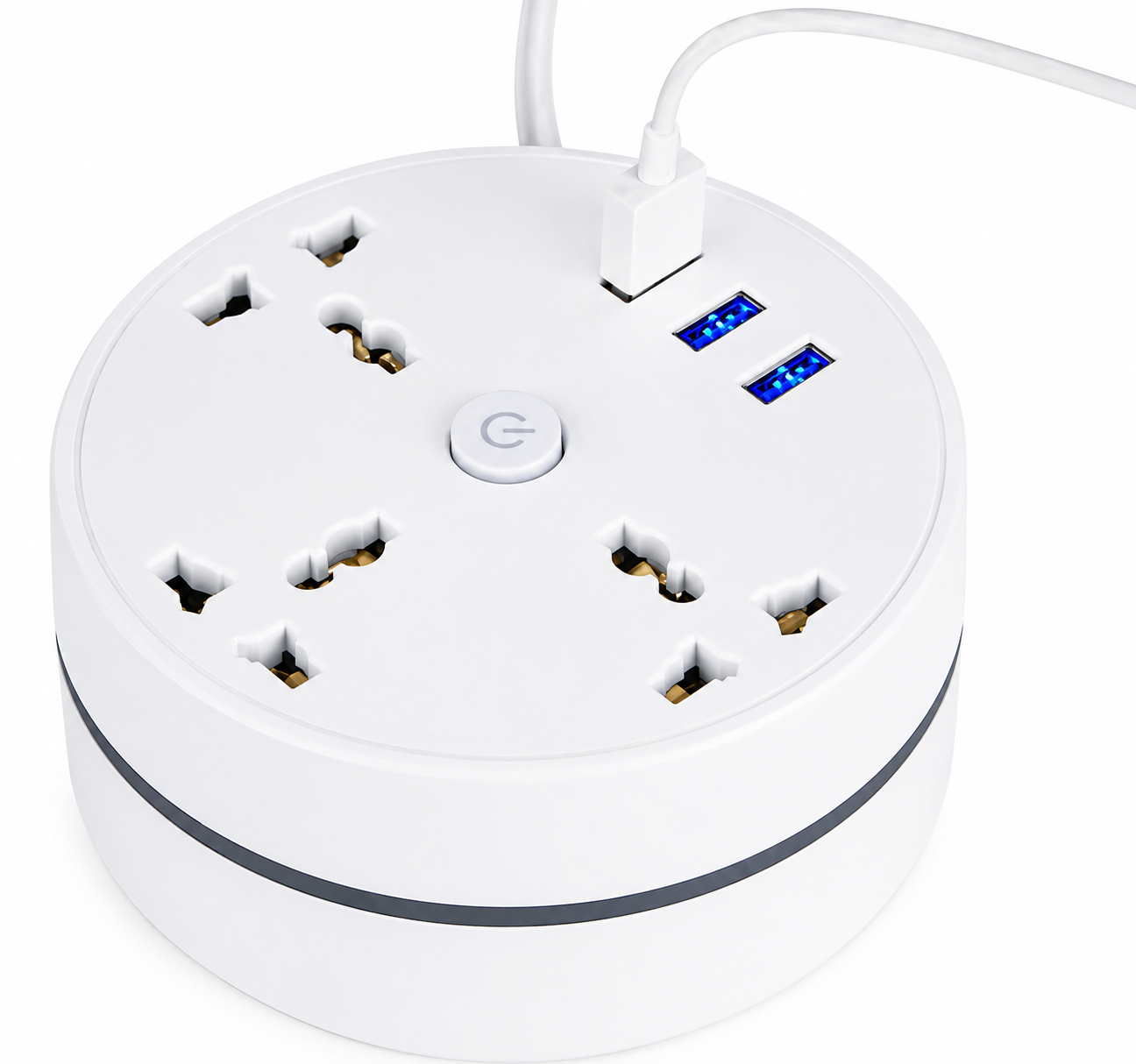 Carga 6 Dispositivos a la Vez - Regleta Compacta Cable Retráctil